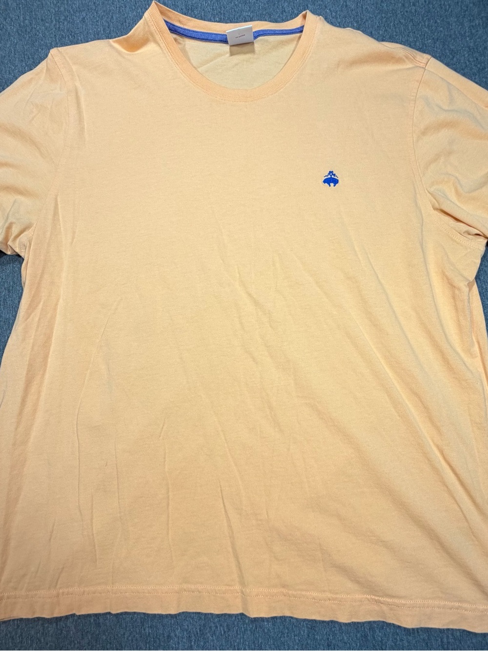Brooks Brothers 1818 Orange Short-Sleeve Crew Tee with Blue Logo Mens XXL